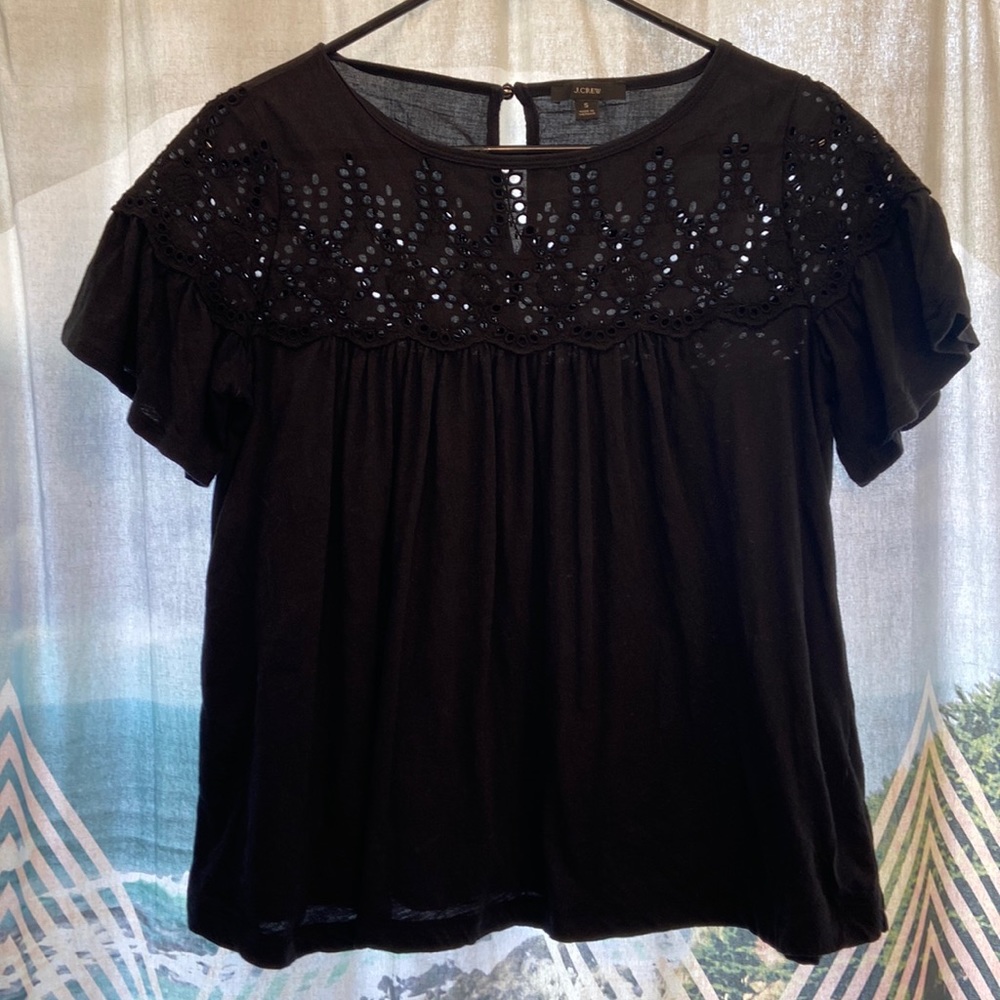 NWOT: Black eyelet J. Crew top 🖤